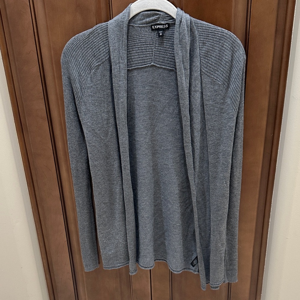 Express Men's Charcoal Cardigan Sweater
